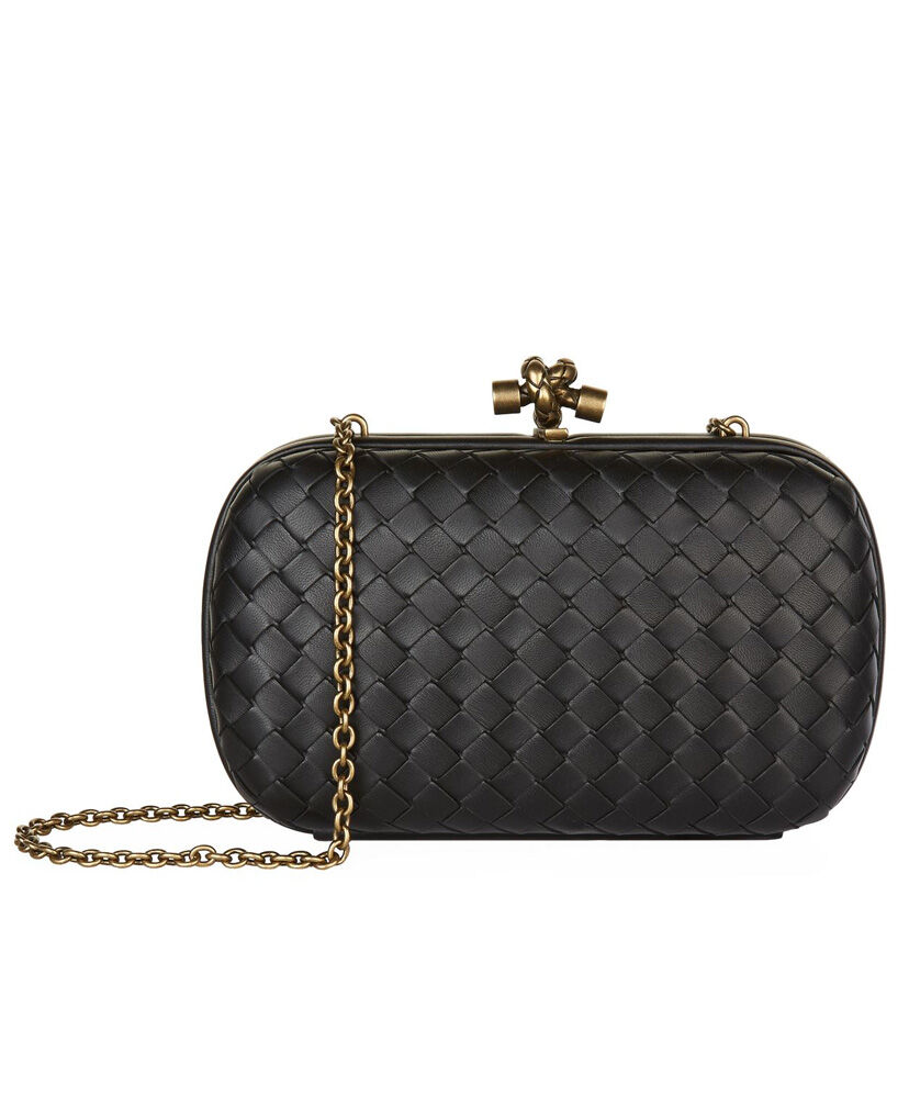 Bottega Veneta Chain Knot In Intrecciato Nappa Lambskin Black